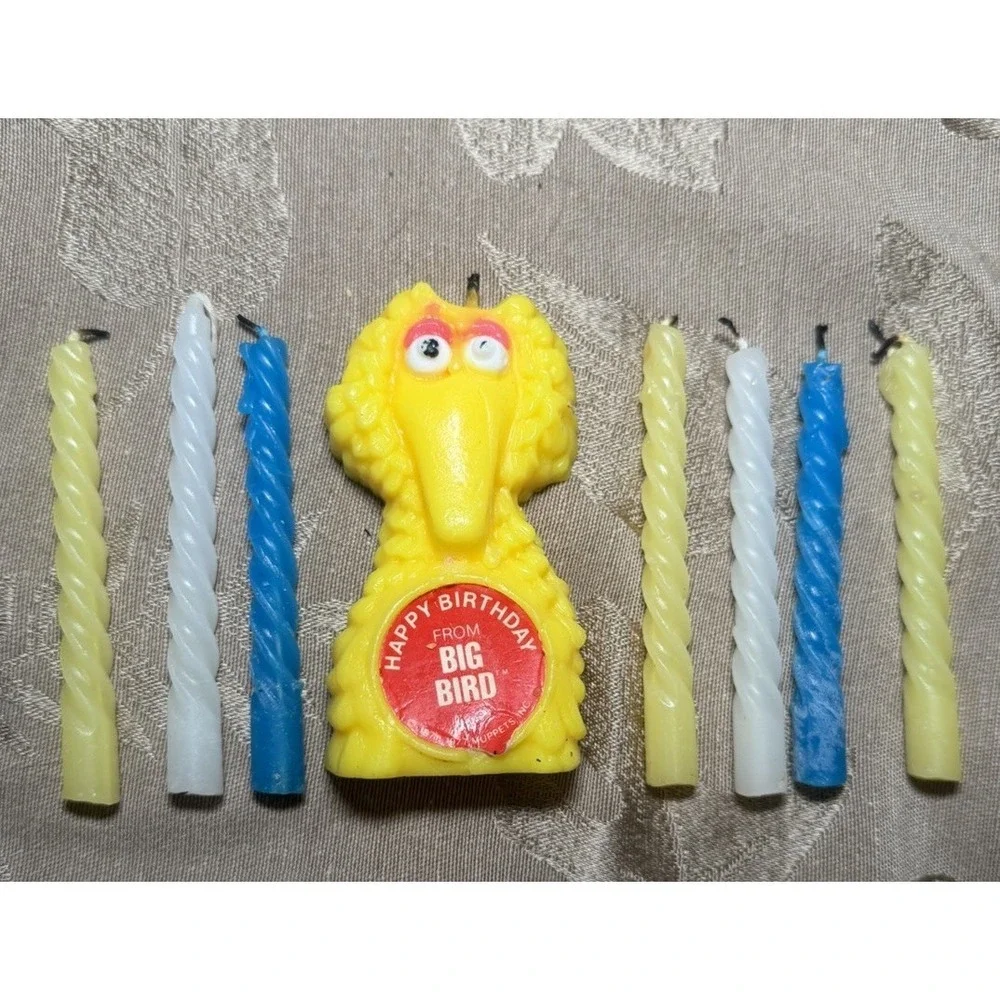 Vintage Muppets Sesame Street Cake Happy Birthday From Big Bird Candle USED